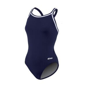Dolfin Girls Poly Navy Blue DBX Back One Piece Swimsuit - Size 22 (Kids 4/6) NWT